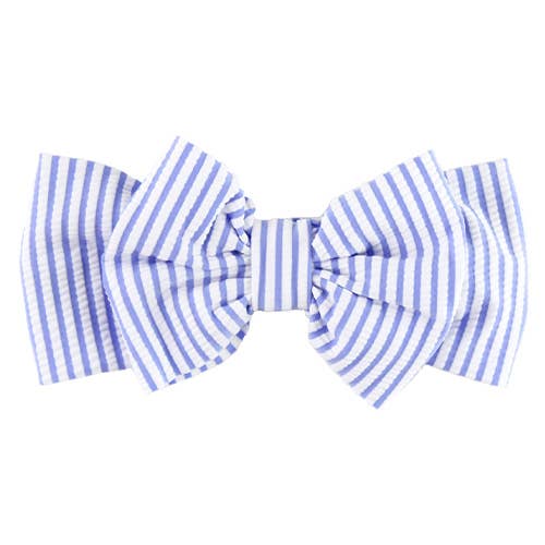 Girls Periwinkle Blue Seersucker Swim Bow Headband