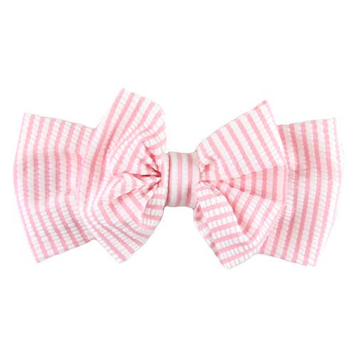 Girls Pink Seersucker Swim Bow Headband