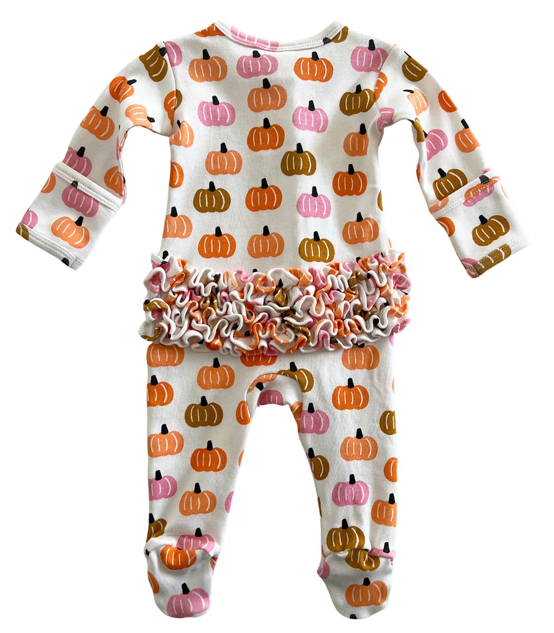 Pink Pumpkin Patch / Organic Frill Zip Footie (Baby - Kids)