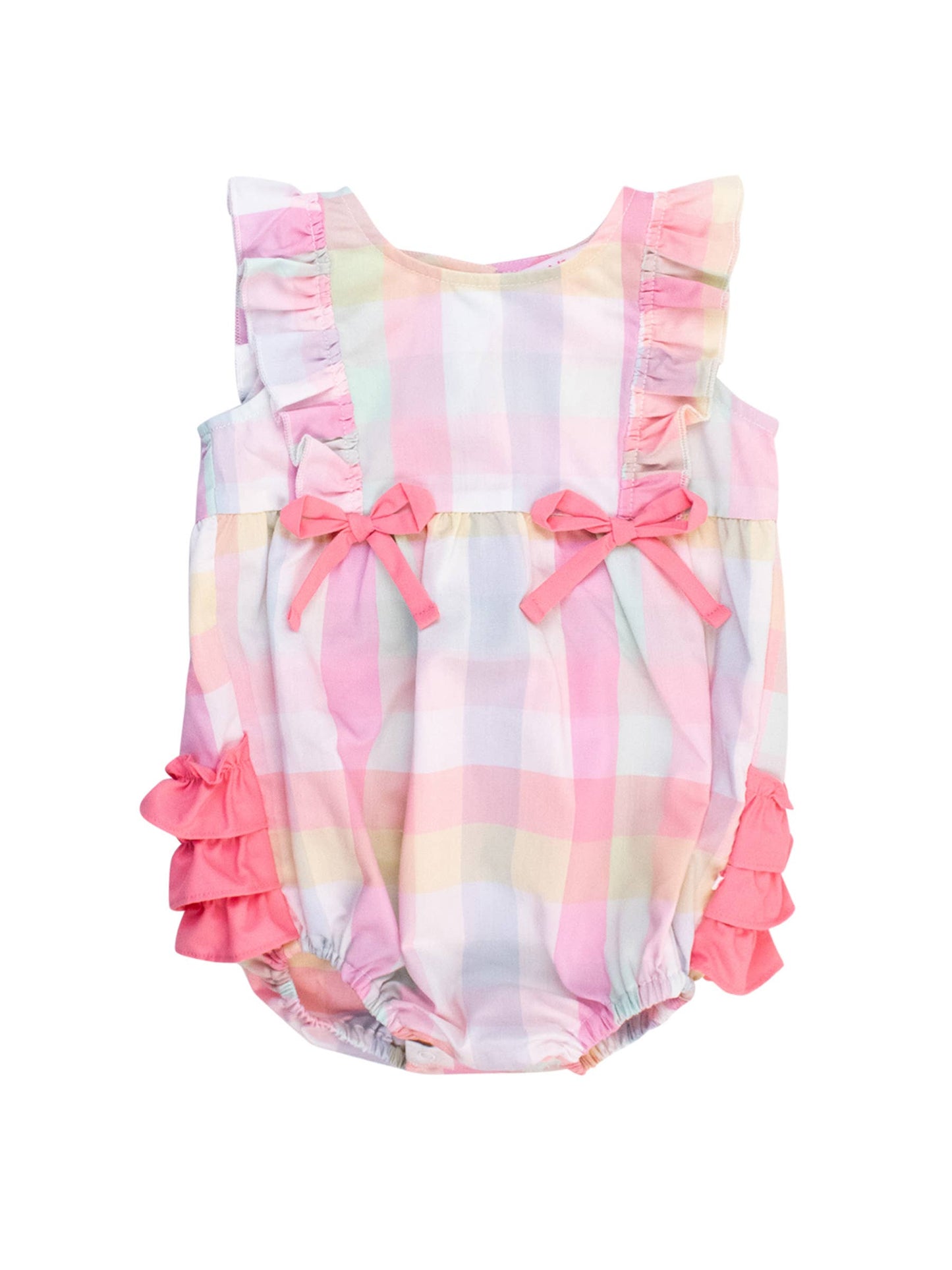 Baby Girls Picnic Plaid Classic Ruffle Bubble Romper