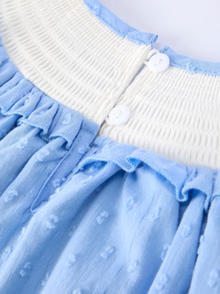 4th of July American Flag Girls Dress Ruffle Collar Scallop Hem - Sunny Meadow Boutique