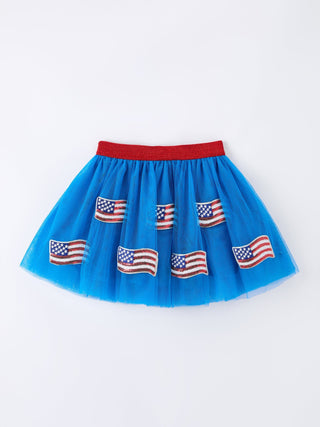 4th of July American Flag Girls Tulle Skirt - Sunny Meadow Boutique