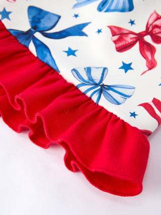 4th Of July Bow Star Girls Pajamas Set - Sunny Meadow Boutique