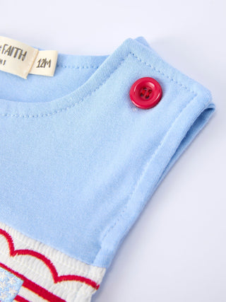 4th of July Flag Baby Boys Romper Smocked - Sunny Meadow Boutique