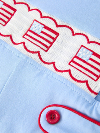 4th of July Flag Baby Boys Romper Smocked - Sunny Meadow Boutique