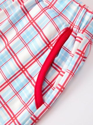 4th of July Flag Boys Set Short Sleeve Top Plaid Shorts - Sunny Meadow Boutique