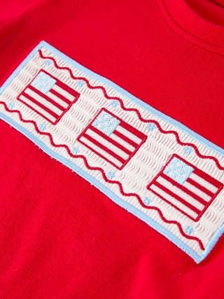 4th of July Flag Boys Set Short Sleeve Top Plaid Shorts - Sunny Meadow Boutique