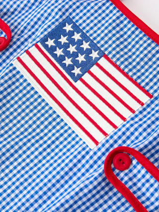 4th of July Flag Chenille Baby Girl Romper Plaid - Sunny Meadow Boutique