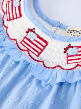 4th of July Flag Girls Bloomer Set Ruffle Collar - Sunny Meadow Boutique