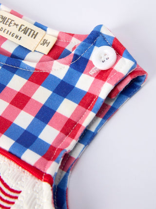 4th of July Plaid Flag Baby Boy Romper - Sunny Meadow Boutique