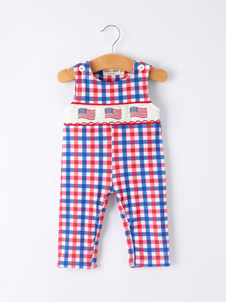 4th of July Plaid Flag Baby Boy Romper - Sunny Meadow Boutique