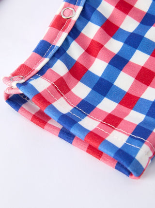 4th of July Plaid Flag Baby Boy Romper - Sunny Meadow Boutique