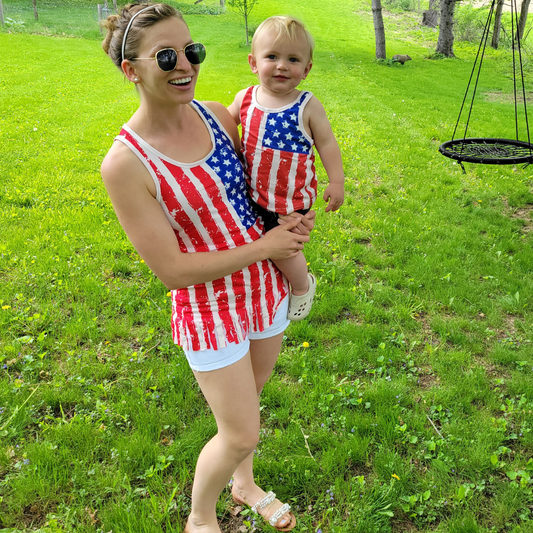Red, White, and Blue American Flag Tank Top - Women