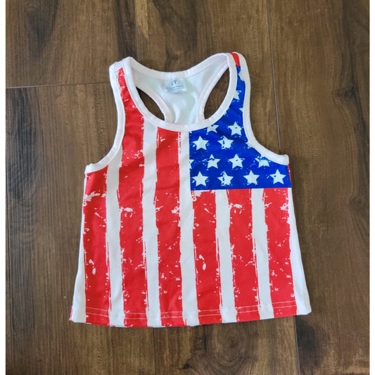 Red, White, and Blue American Flag Tank Top - Child