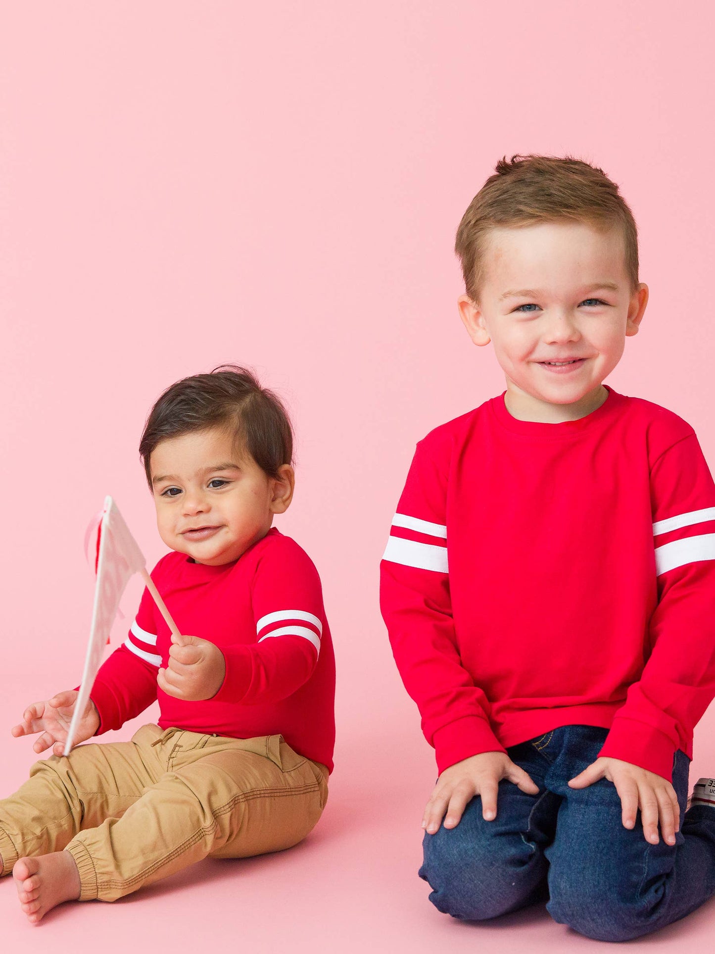 Baby Boys Red Racing Stripe Long Sleeve Bodysuit