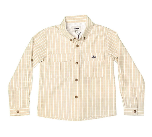 Flagler Fishing Shirt Khaki & White Plaid