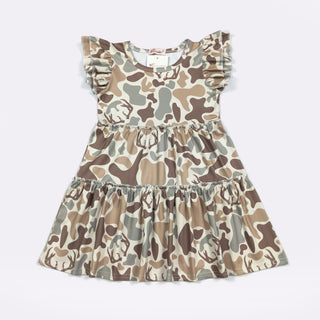 Muted Camo Tiered Girls Dress