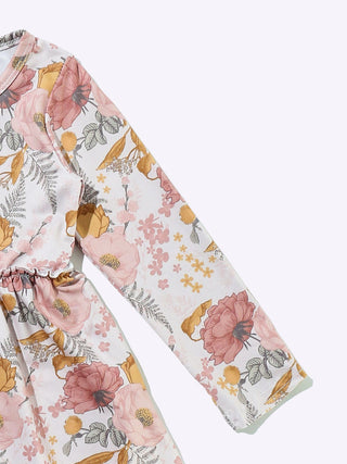 Rustic Floral Girls Dress, 2T, Pink Multi