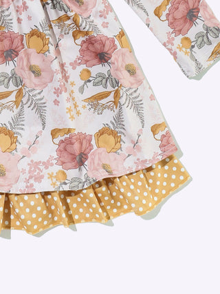 Rustic Floral Girls Dress, 2T, Pink Multi