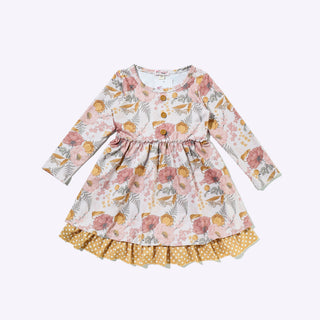 Rustic Floral Girls Dress, 2T, Pink Multi