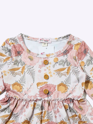Rustic Floral Girls Dress, 2T, Pink Multi