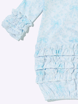 Azul Bow Baby Gown with Headband, Blue