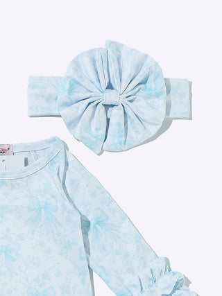 Azul Bow Baby Gown with Headband, Blue