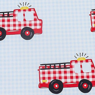 Gingham Firetruck Baby Blanket, Red and White