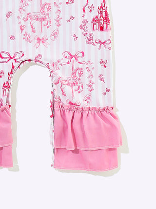 Fairytale Baby Romper, Pink Toile Print