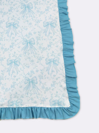 Azul Bow Blanket, Blue Floral Bow Print, Minky