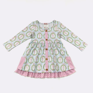 Nutcracker Wreath Girls Dress, Size 2T, Light Blue