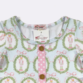 Nutcracker Wreath Girls Dress, Size 2T, Light Blue