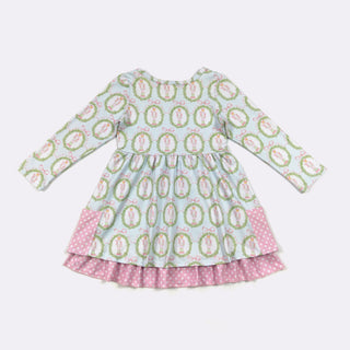 Nutcracker Wreath Girls Dress, Size 2T, Light Blue