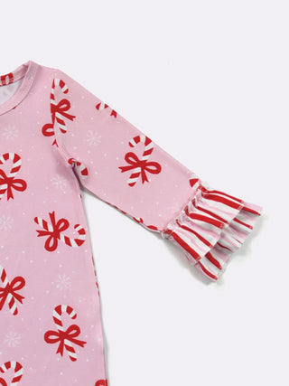 Pink Candy Cane Baby Romper, 0-6 Months, Pink