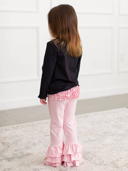 Baby Girls Pink Ruffle Flare Pants