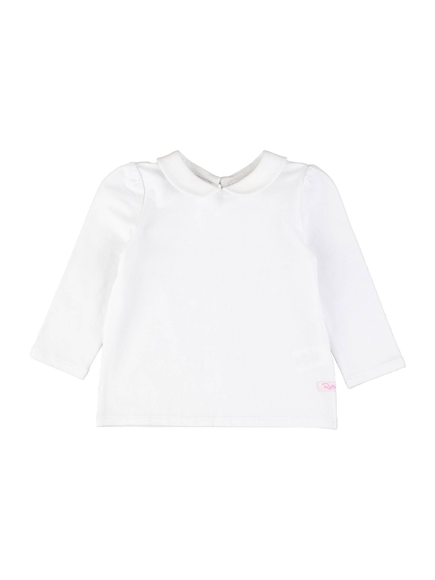 Girls White Peter Pan Collar Long Sleeve Top