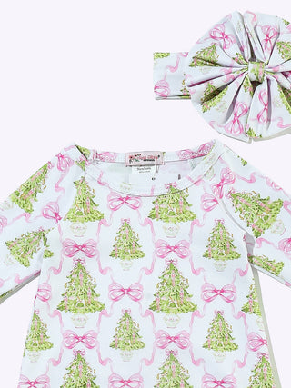 Pink Pine Trellis Baby Gown, Newborn-3M