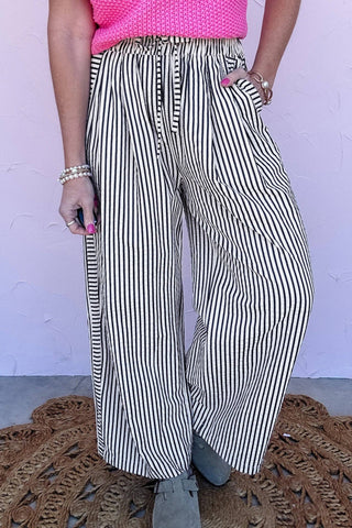 Black Stripe Casual Pants