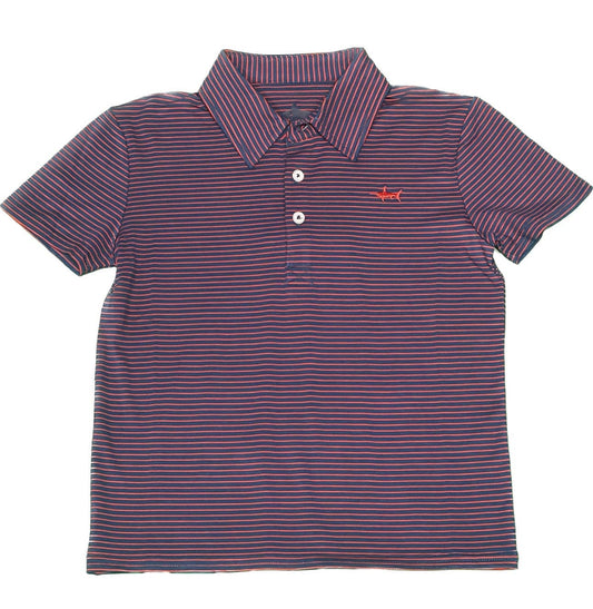 BANKS PERFORMANCE BOYS POLO NAVY/RED STRIPE