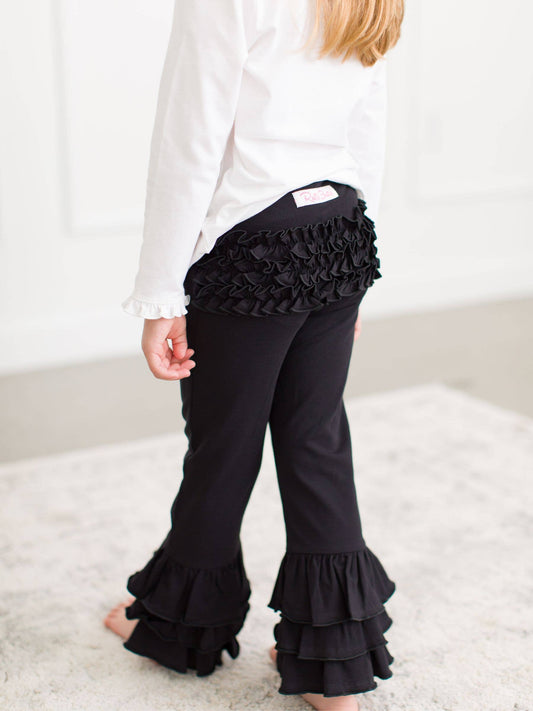 Baby Girls Black Ruffle Flare Pants