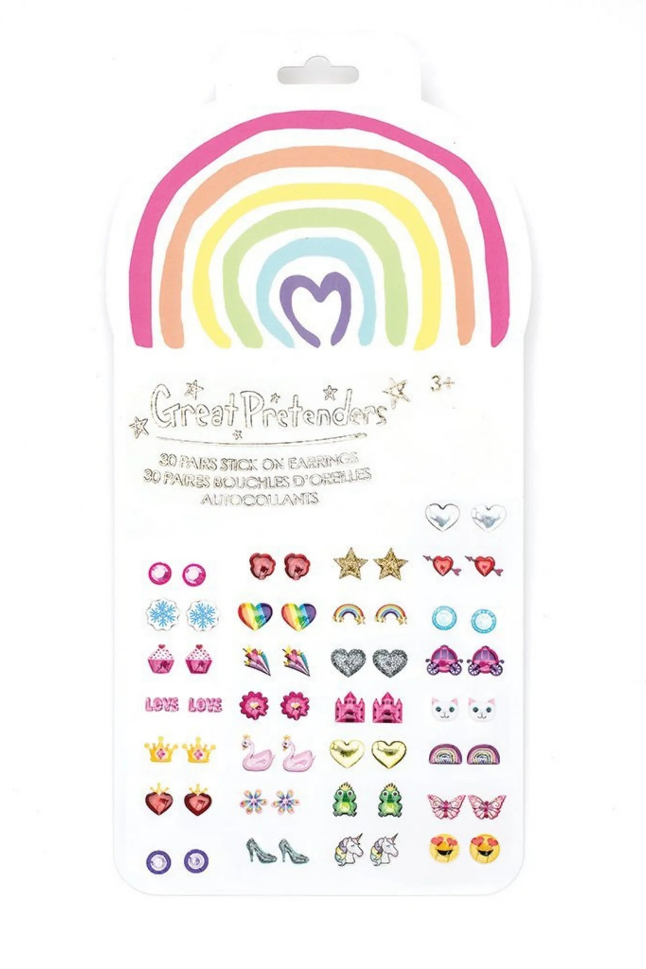 Rainbow Love Sticker Earrings, 30 pairs