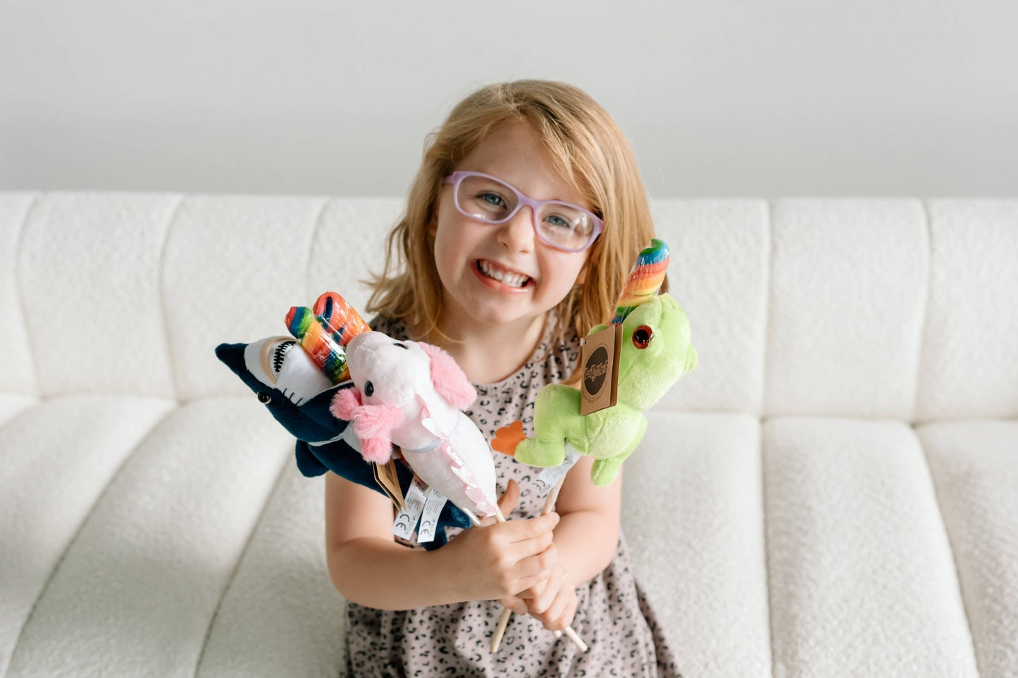 7" (17cm) Lollyplush Pteranodon Dino w/ 14" Rainbow Lollipop - Sunny Meadow Boutique