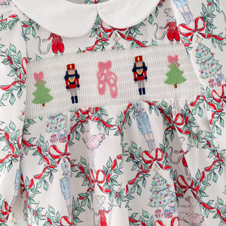 Nutcracker Trellis Smocked Baby Romper