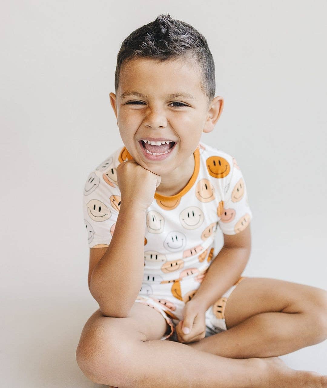 Smiley Bamboo Two Piece Shorts Set | Copper