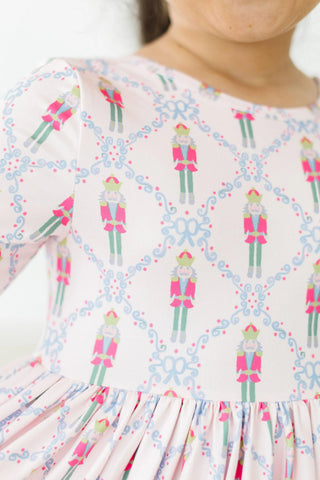 Pink Nutcracker 3/4 sleeve Pocket Twirl Dress