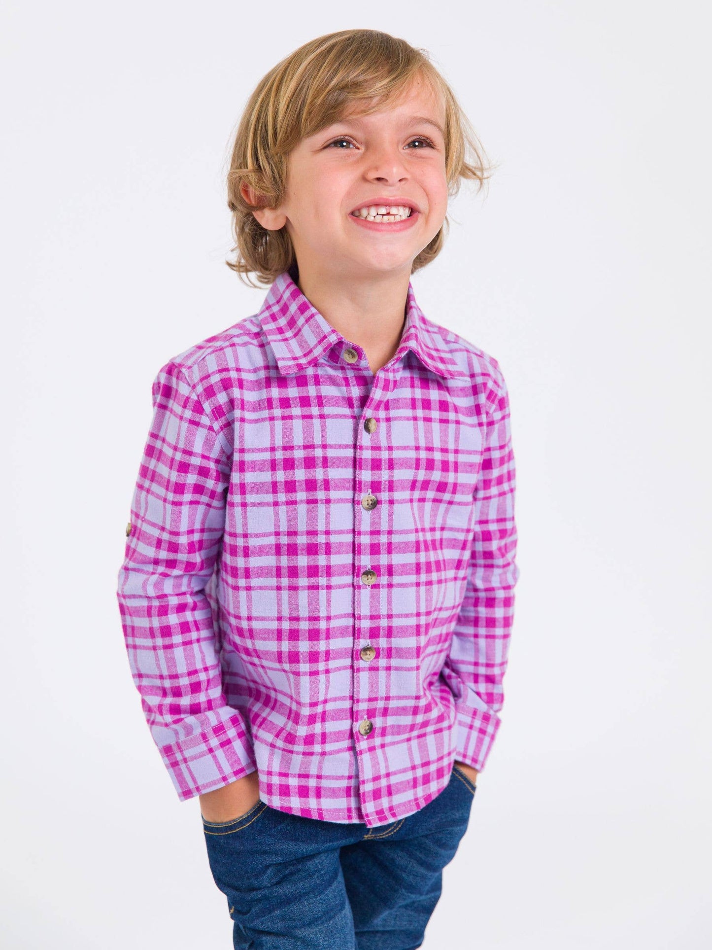 Boys Harper Plaid Long Sleeve Button Down
