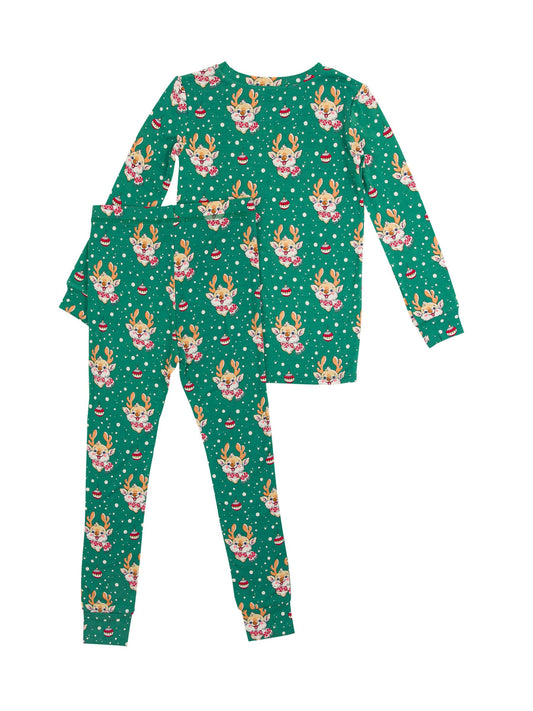 Boys Reindeer Cheer Bamboo Viscose Long Sleeve Pajama Set