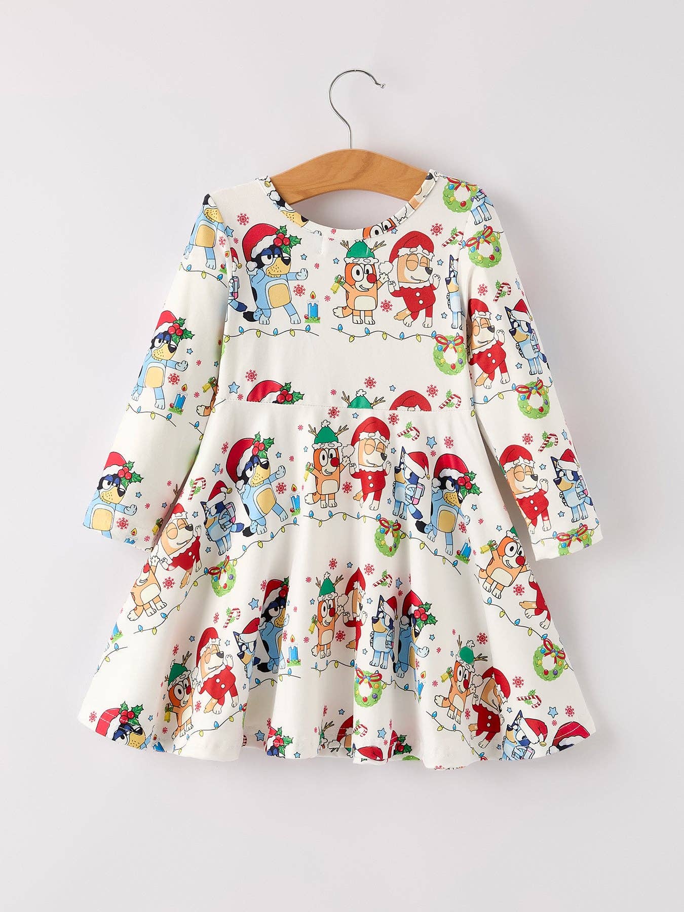 Winter Christmas Character Party Print Girls Dress