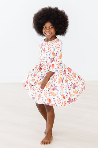 Falling Leaves 3/4 Sleeve Pocket Twirl Dress