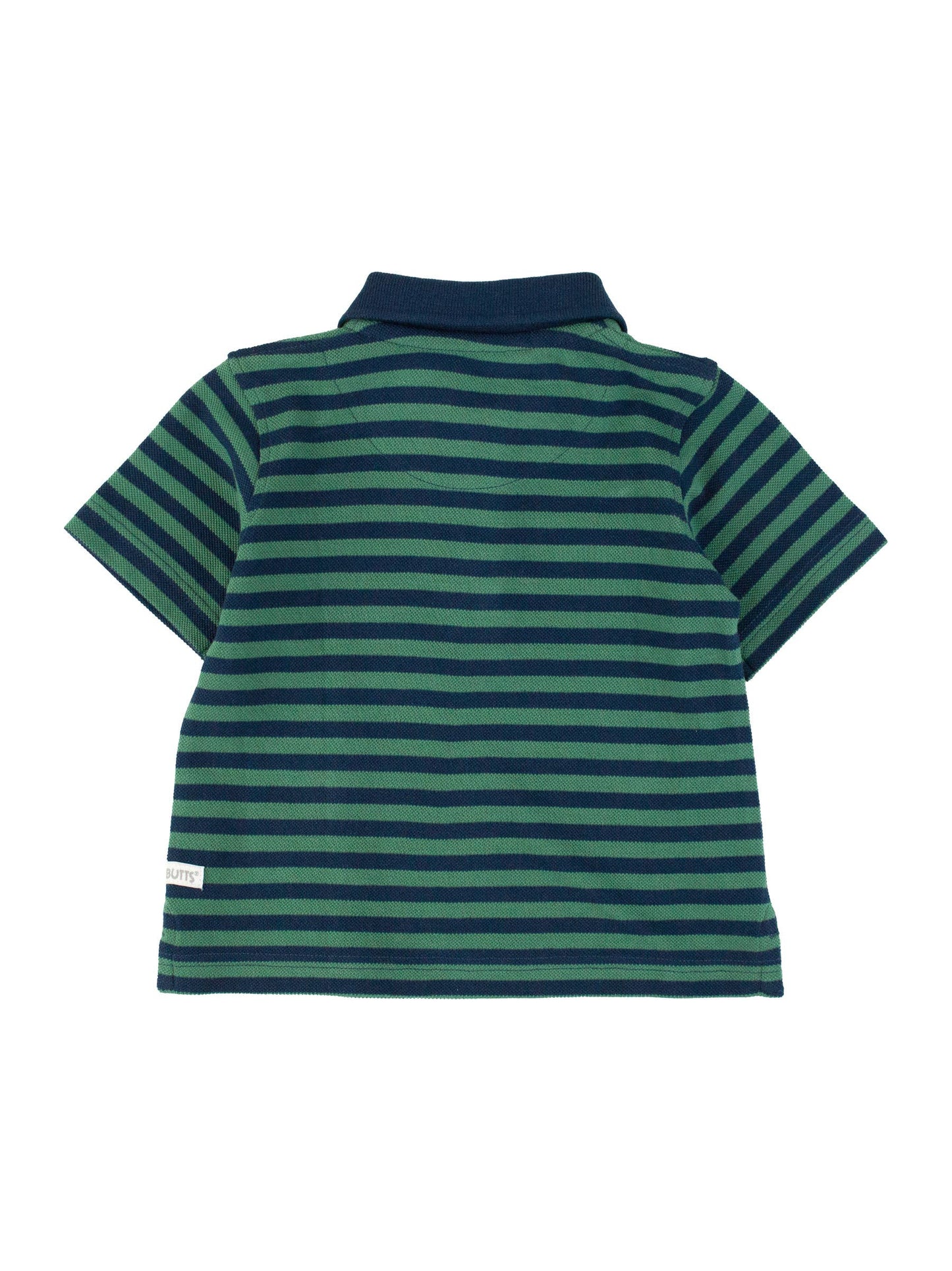 Boys Fir Green & Navy Stripe Pique Short Sleeve Polo Shirt